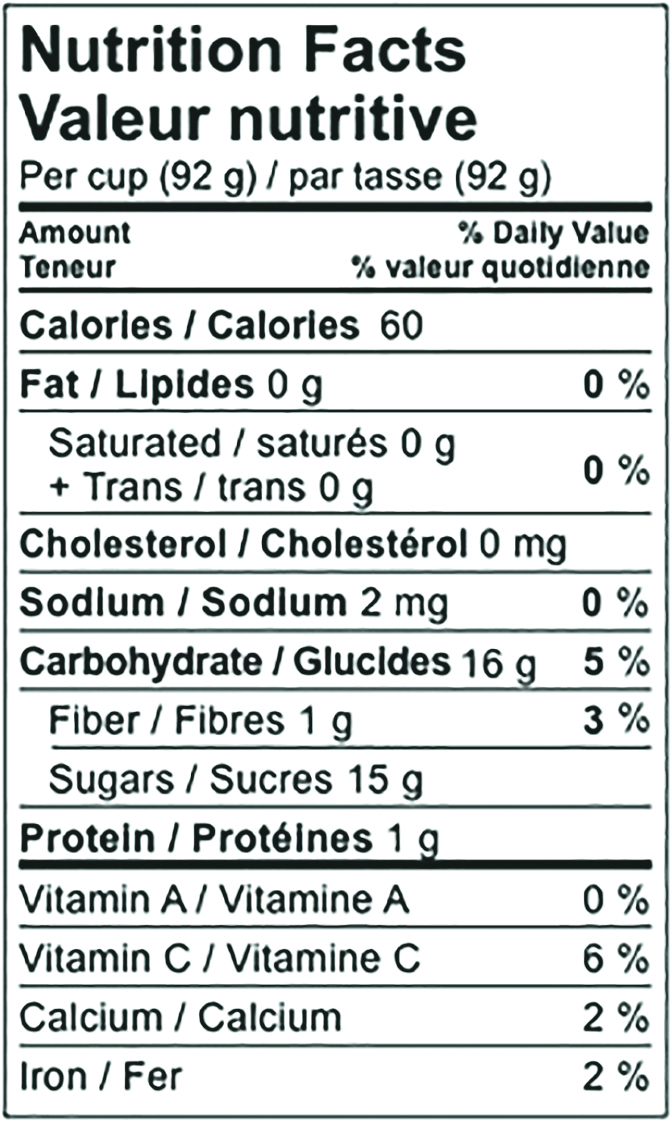 Jupiter<sup>®</sup> Grapes Nutritional Info