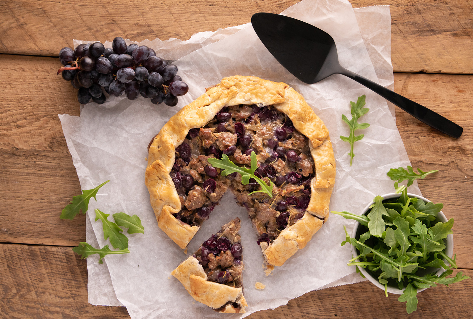 Sausage and Jupiter™ Grapes Galette