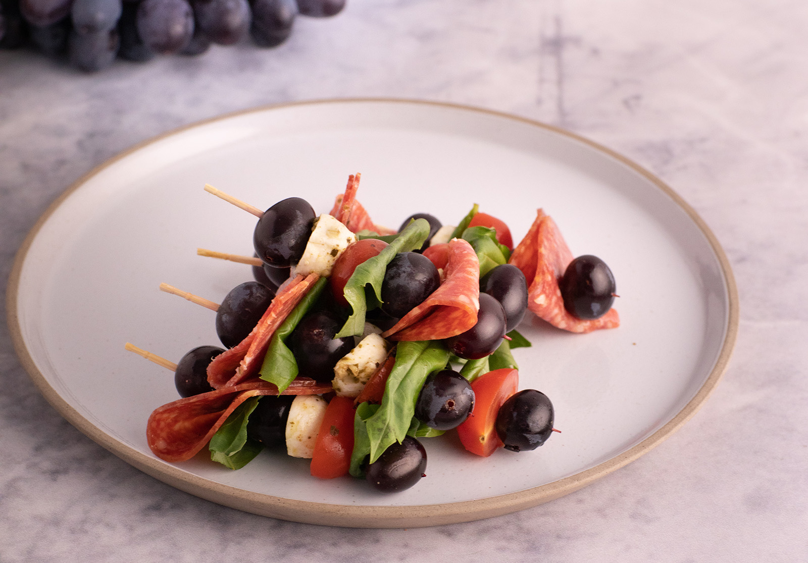 Bocconcini with Grilled Jupiter™ Grapes and Basil