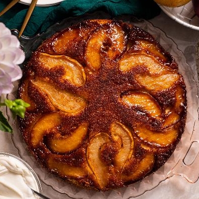 Upside Down Pear and Nectarine Cake