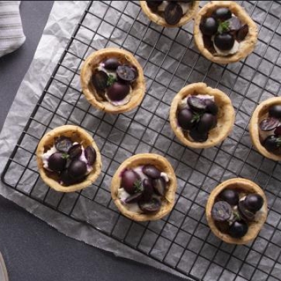 Roasted Blue Grapes & Goat Cheese Tart
