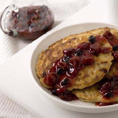 Heart- Healthy Power Granola Pancakes with Super Fruit Topping