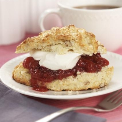 Pecan Scones with Ontario Plum Compote