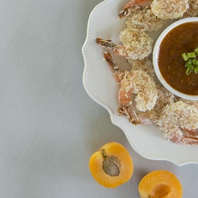 Coconut Shrimp with Ontario Apricot Dipping Sauce