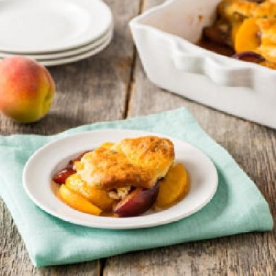PEACH AND PLUM COBBLER