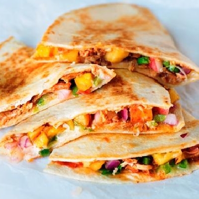 Peach, Nectarine & BBQ Chciken Quesadilla